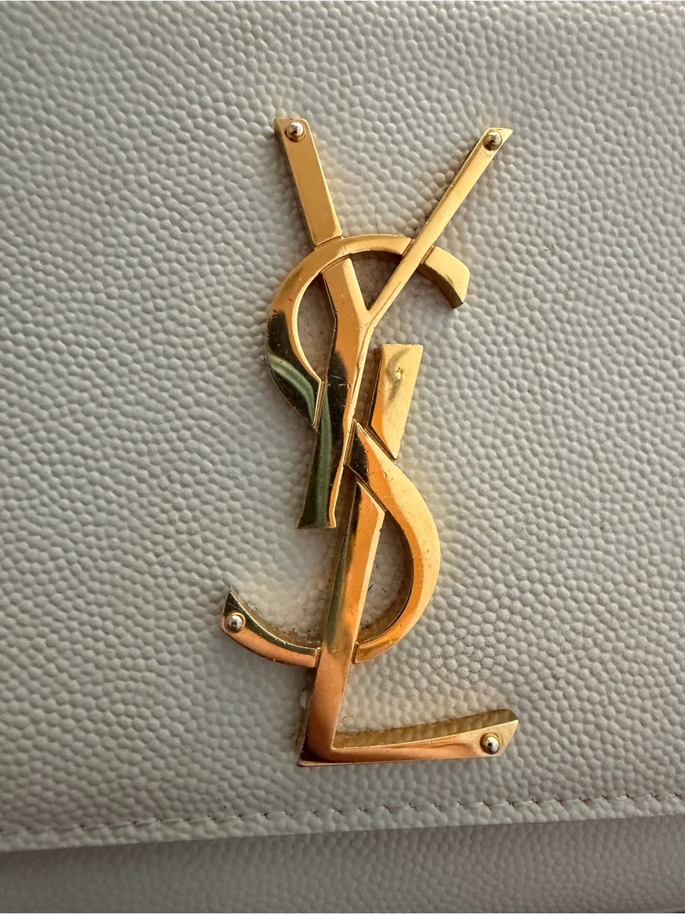 Saint Laurent Kate Medium YSL Crossbody Bag in Grained Cream - Picture 6 of 6
